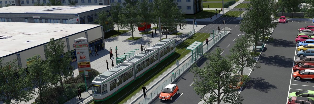 Visualisierungen zweite Nord-Süd-Verbindung Magdeburg, Bauabschnitte 6, Haltestelle Hans-Eisler-Platz