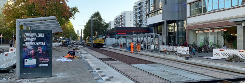 Die neue Haltstelle Opernhaus im Entstehen