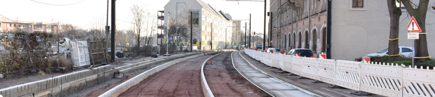 Bauarbeiten in der Schönebecker Straße (Aufnahme: Januar 2020)