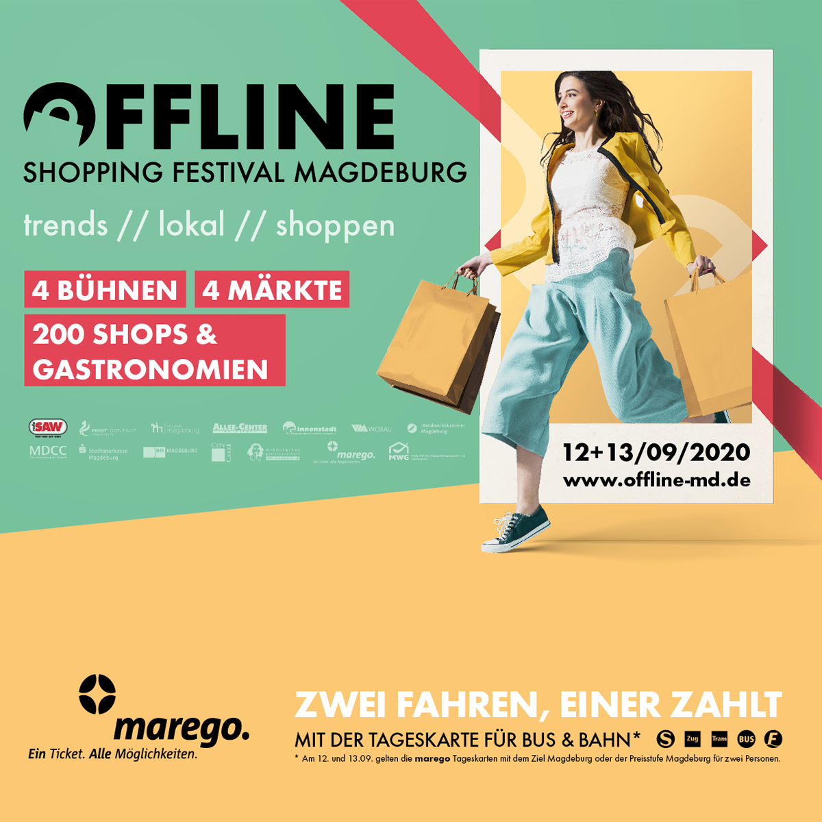Plakat zum offline shopping festival vom marego am 12. und 13.09.2020