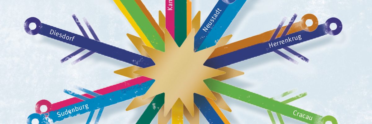 Weihnachtsstern aus den Linienfarben der Straßenbahn