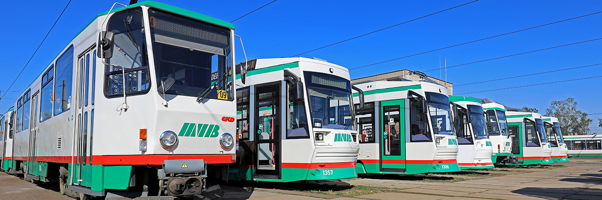 Straßenbahnen im Straßenbahndepot