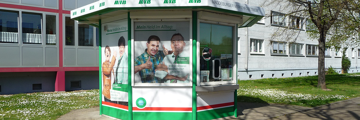 MVB-Häuschen an der Haltestelle Kastanienstraße in Neue Neustadt