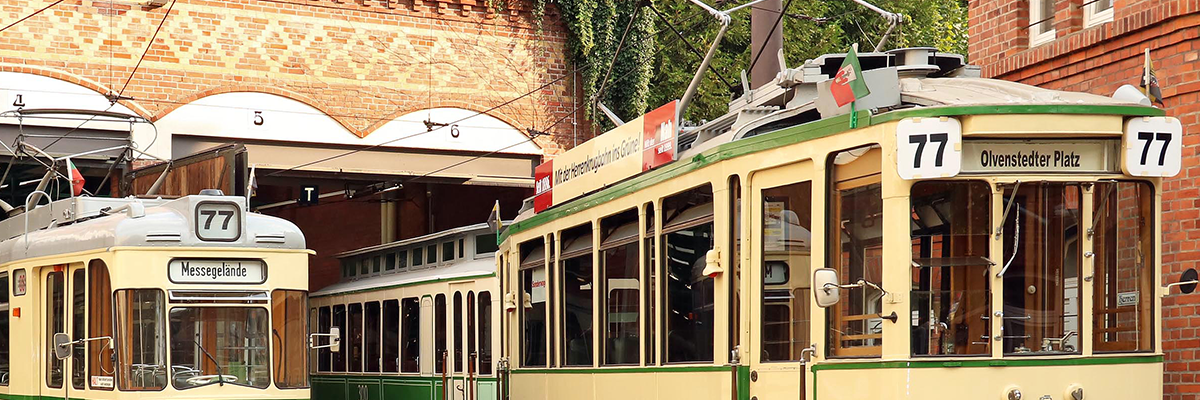 Historische Straßenbahnflotte auf dem Museumsdepot in Sudenburg (Foto: IGNah)