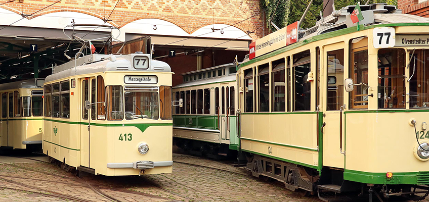 Historische Straßenbahnflotte auf dem Museumsdepot in Sudenburg (Foto: IGNah)