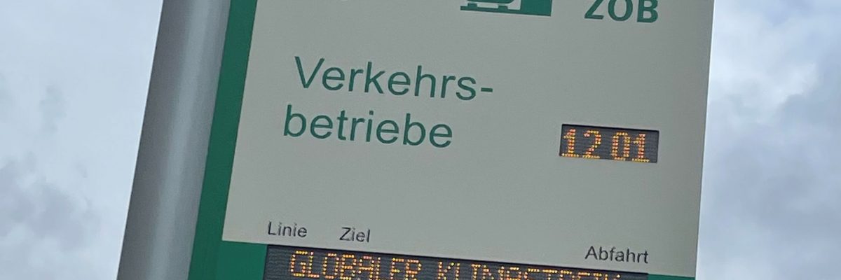 elektronische Fahrgastinformation: globaler Klimastreik 15 Uhr, es kann zu Verspätungen kommen