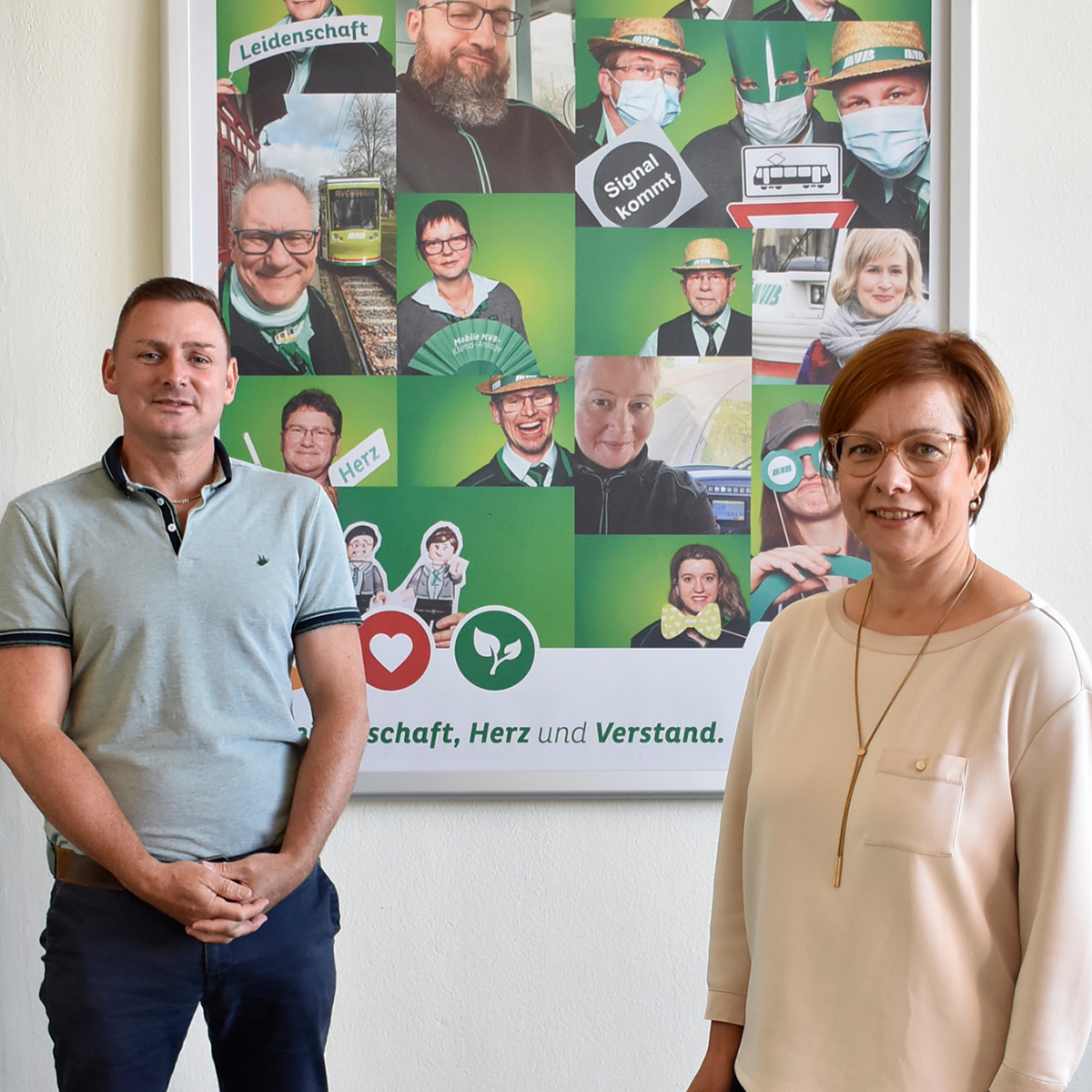v.l.: MVB-Betriebsratsvorsitzender Jens Wagner und MVB-Geschäftsführerin Birgit Münster-Rendel