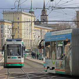 Straßenbahn in der Innenstadt (Foto: Peter Gercke)