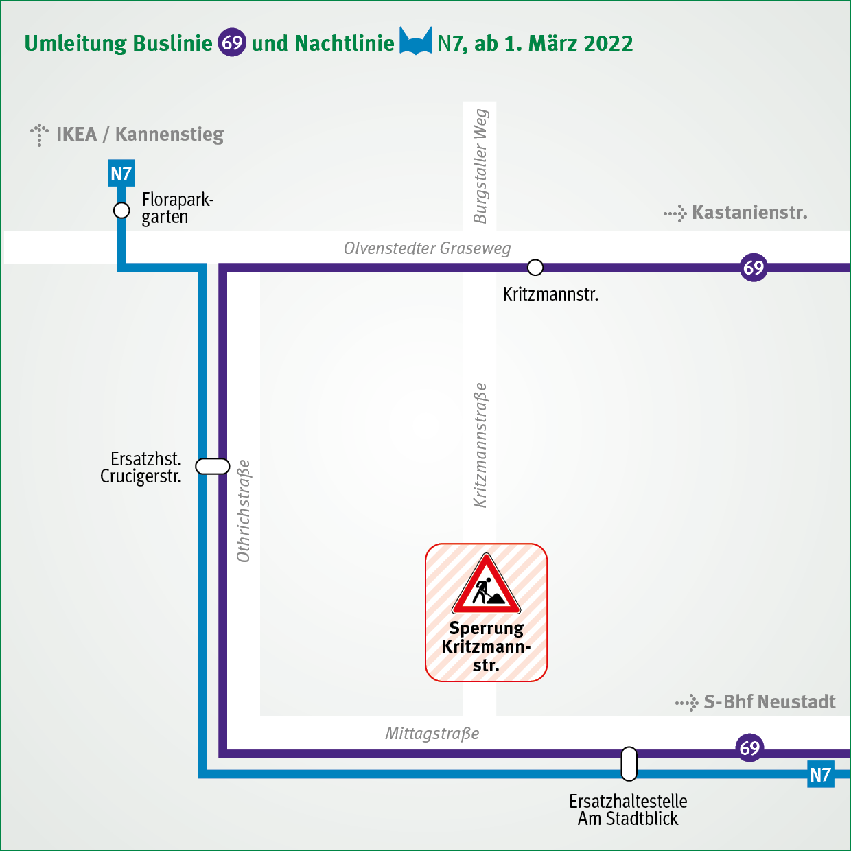 Sperrung der Kritzmannstraße, gültig ab 1.3.2022