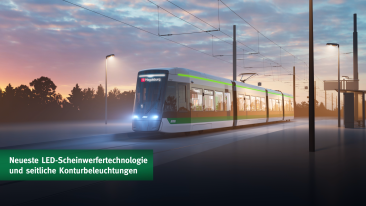 Flexity: Eine neue Straßenbahn für Magdeburg - Neueste LED-Scheinwerfertechnologie und seitliche Konturbeleuchtungen