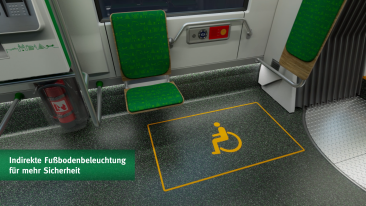 Flexity: Eine neue Straßenbahn für Magdeburg - Indirekte Fußbodenbeleuchtung für mehr Sicherheit