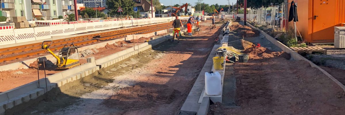 Baufortschritt auf dem Bauabschnitt 4 im Neustädter Feld (August 2022)