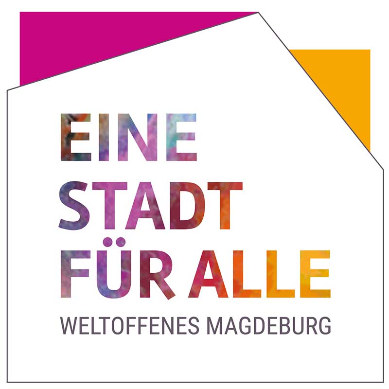 pink oranges Logo für eine Stadt für alle-weltoffenes Magdeburg