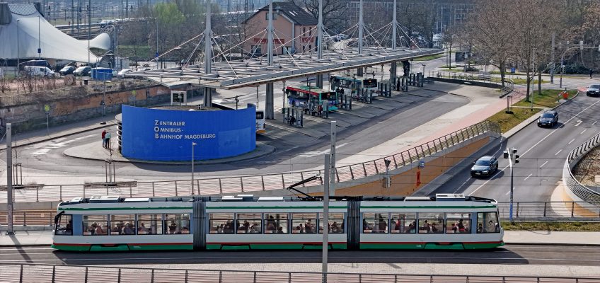 Luftaufnahme des Omnibus-Bahnhofs