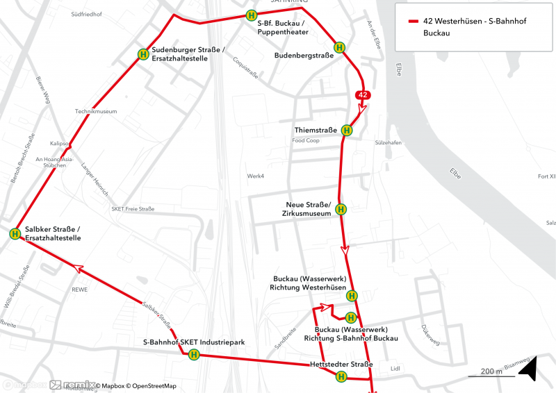 Fahrtverlauf Buslinie 42