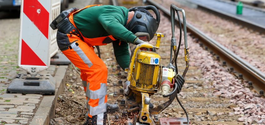 Gleisbauarbeiten in der Olvenstedter Straße
