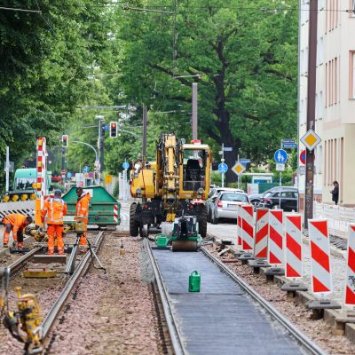 Gleisbauarbeiten in der Olvenstedter Straße