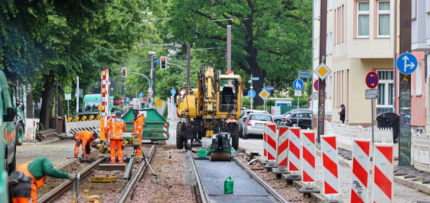 Gleisbauarbeiten in der Olvenstedter Straße