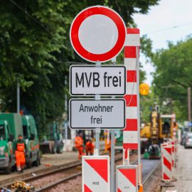 Gleisbauarbeiten in der Olvenstedter Straße