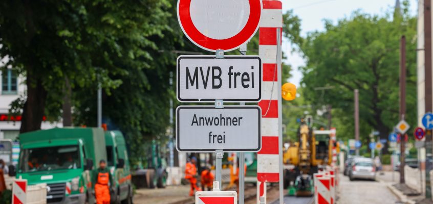 Gleisbauarbeiten in der Olvenstedter Straße
