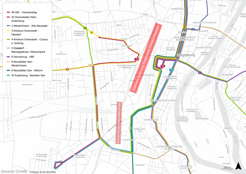 Liniennetzplan ab dem 11.8.2025 mit Berücksichtigung der Brückensperrungen