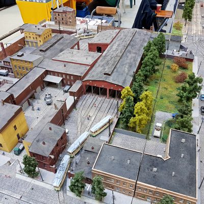 Das Straßenbahndepot Neue Neustadt im Modell des Magdeburger Straßenbahnfreunde e.V.