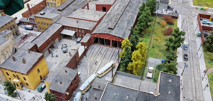 Das Straßenbahndepot Neue Neustadt im Modell des Magdeburger Straßenbahnfreunde e.V.