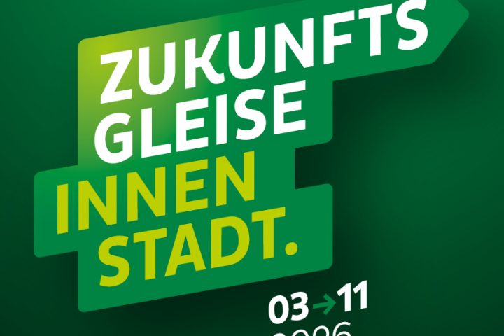 Kampagnenlogo zur Baumaßnahme Gleiserneuerung Breiter Weg: Zukunftsgleise Innenstadt