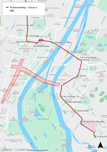 Linienführung Linie 1 (Nord)