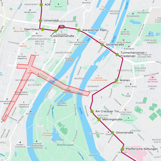 Linienführung Linie 1 (Nord)