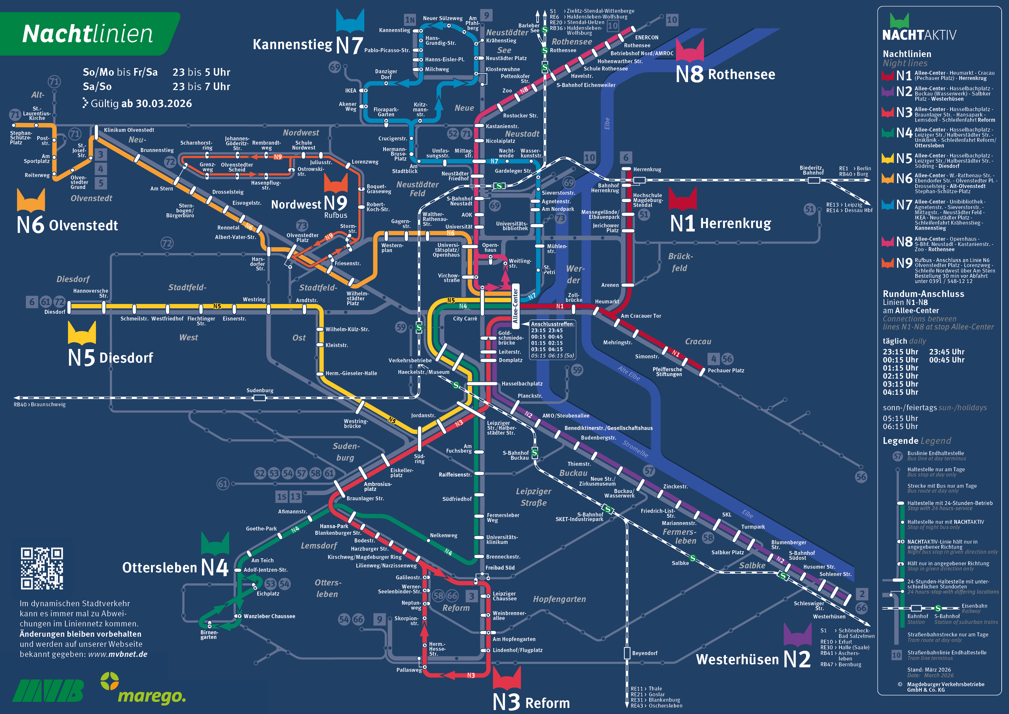 Nachtlinienplan, gültig ab 30.03.2026