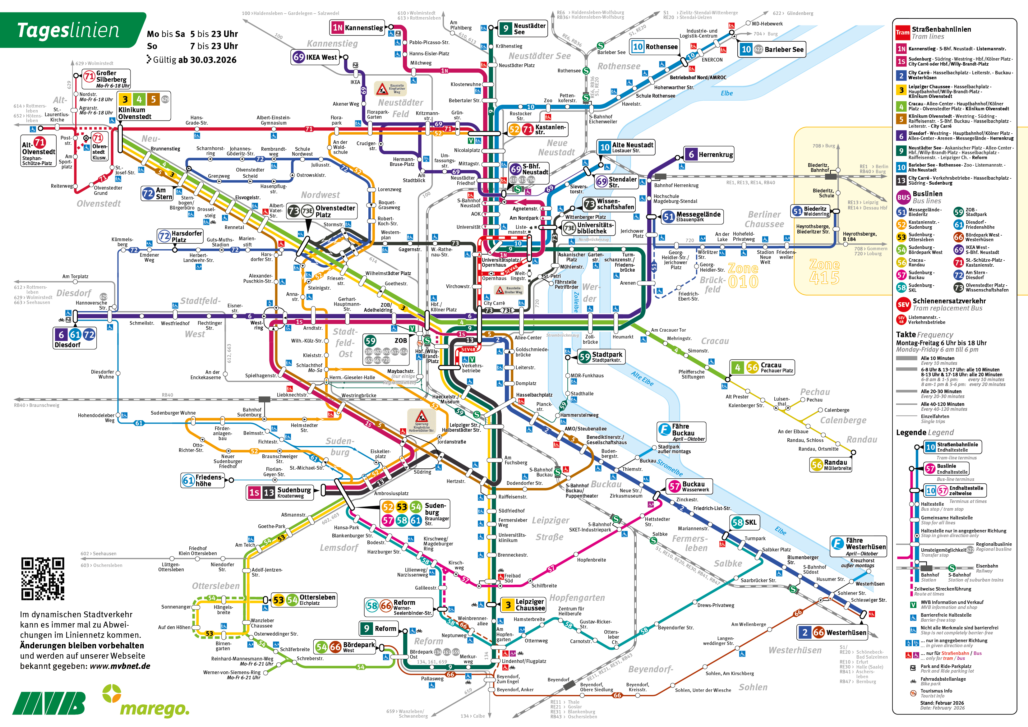 Tageslinienplan, gültig ab 30.3.2026