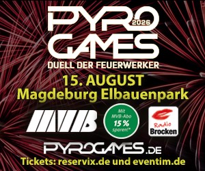 Social Media Grafik der Pyro Games 2026 im Elbauenpark Magdeburg
