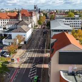Blick von oben auf die Halberstädter Straße