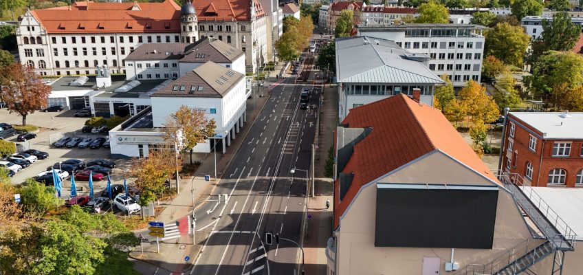 Blick von oben auf die Halberstädter Straße